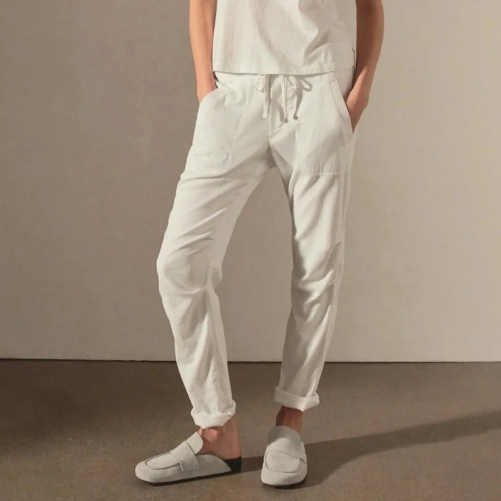 James Perse Super Soft Twill Drawstring Waist Pants Women's Lg Vanilla - Picture 1 of 12